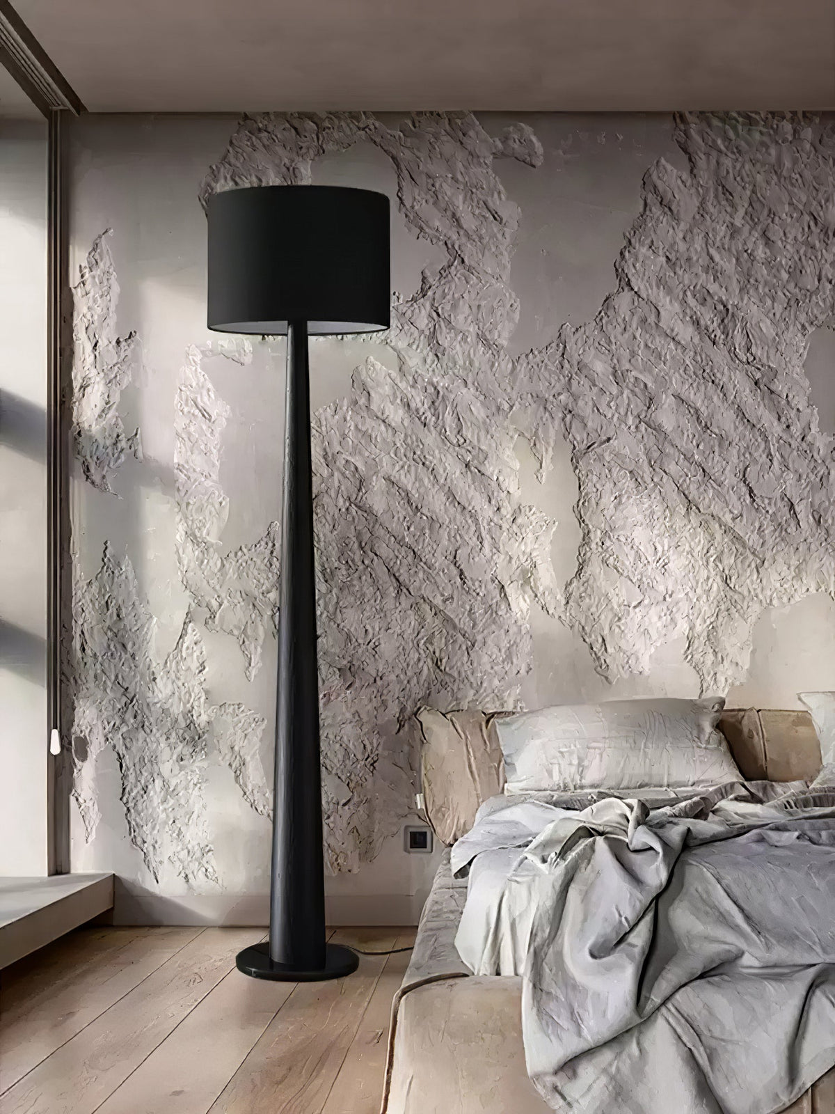 Ersilir lámpara de pie cilíndrica de madera