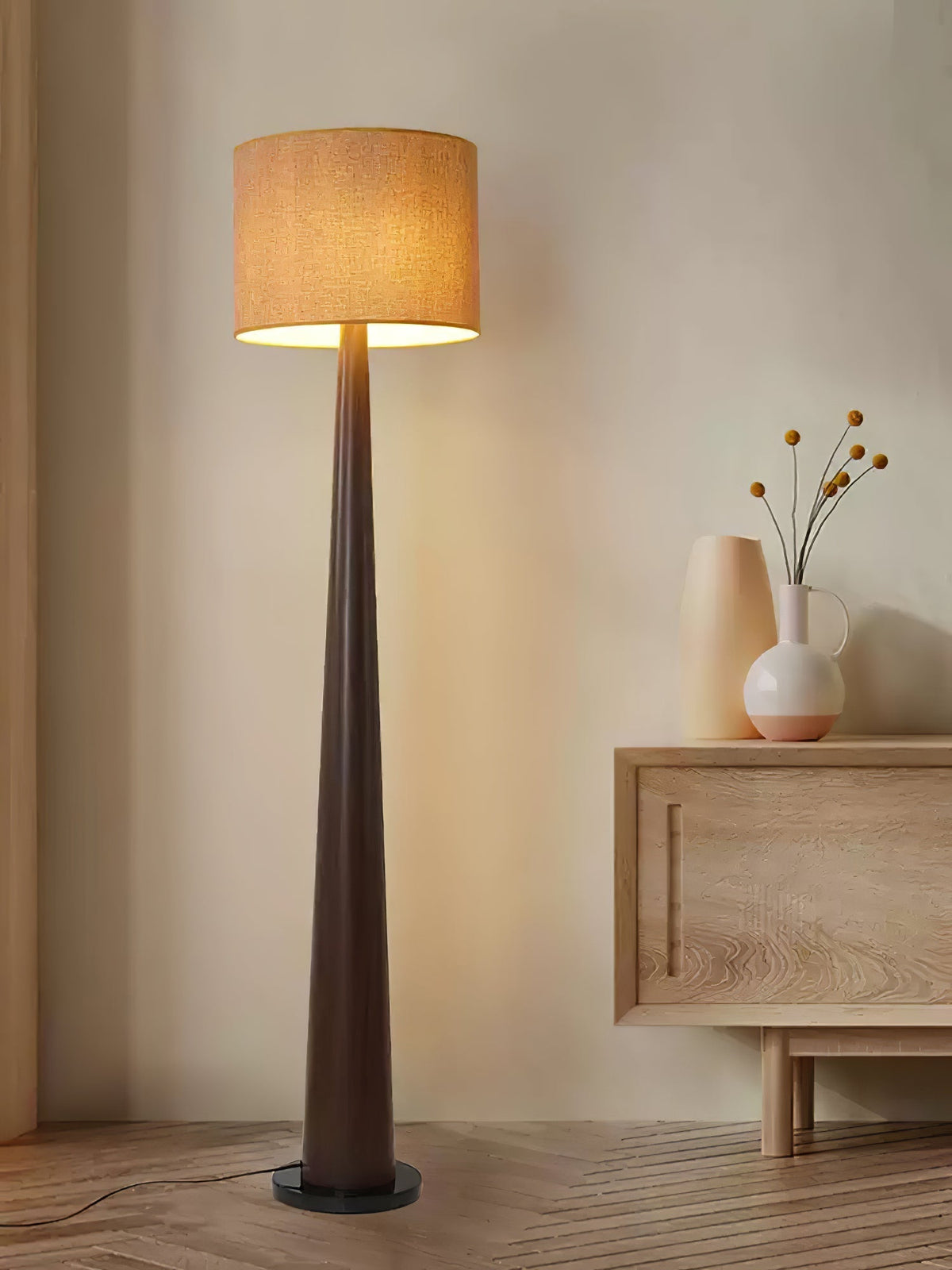 Ersilir lámpara de pie cilíndrica de madera