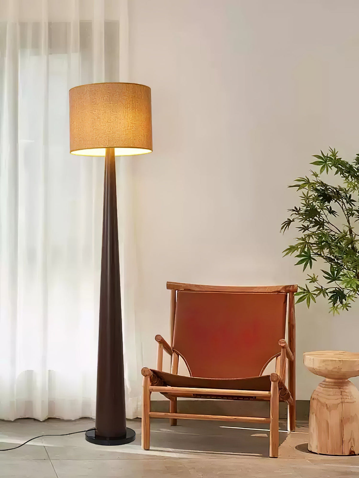 Ersilir lámpara de pie cilíndrica de madera