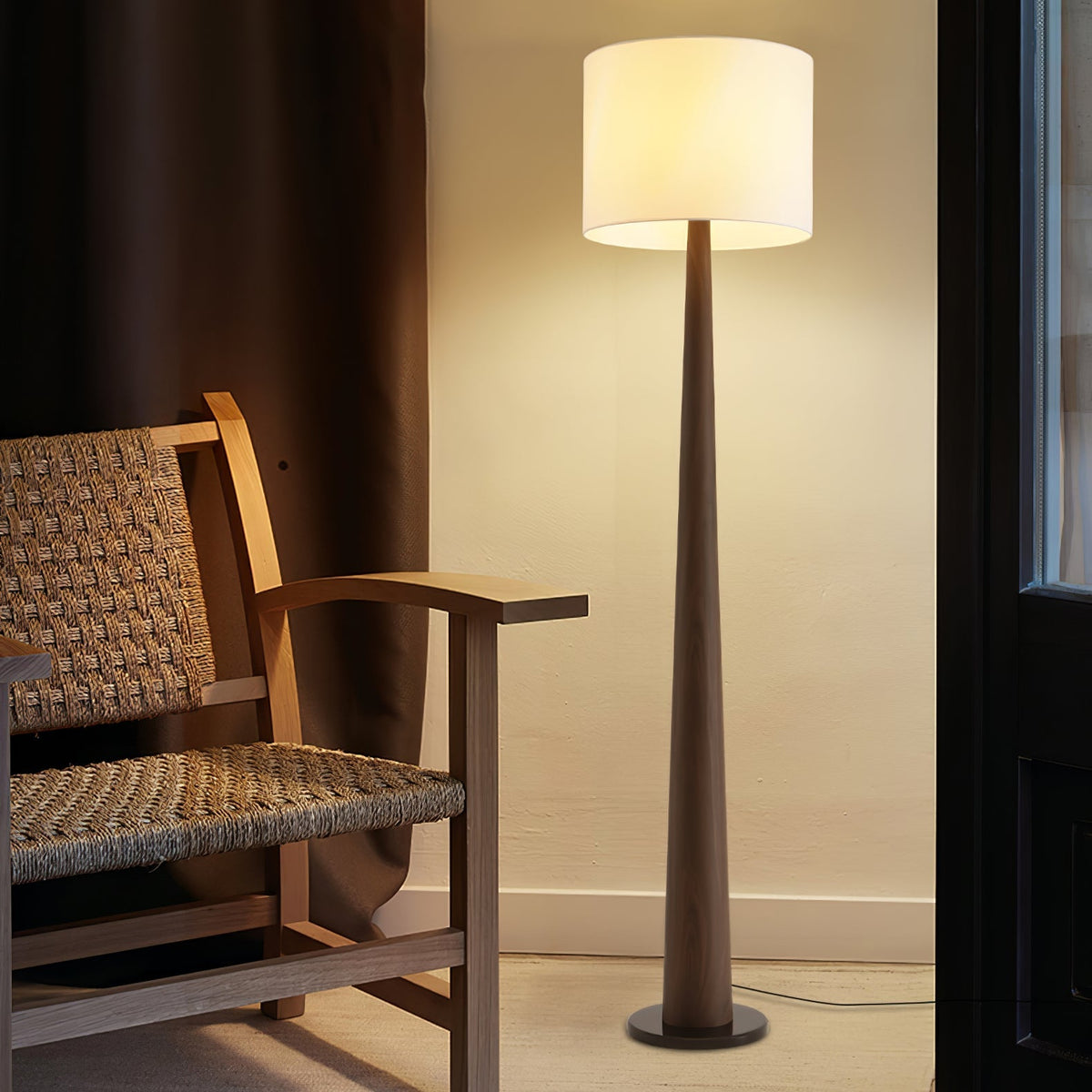 Ersilir lámpara de pie cilíndrica de madera