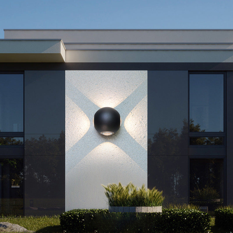 Ray Moderno Bola Metal LED Aplique de Exterior Negro