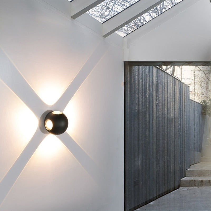 Ray Moderno Bola Metal LED Aplique de Exterior Negro