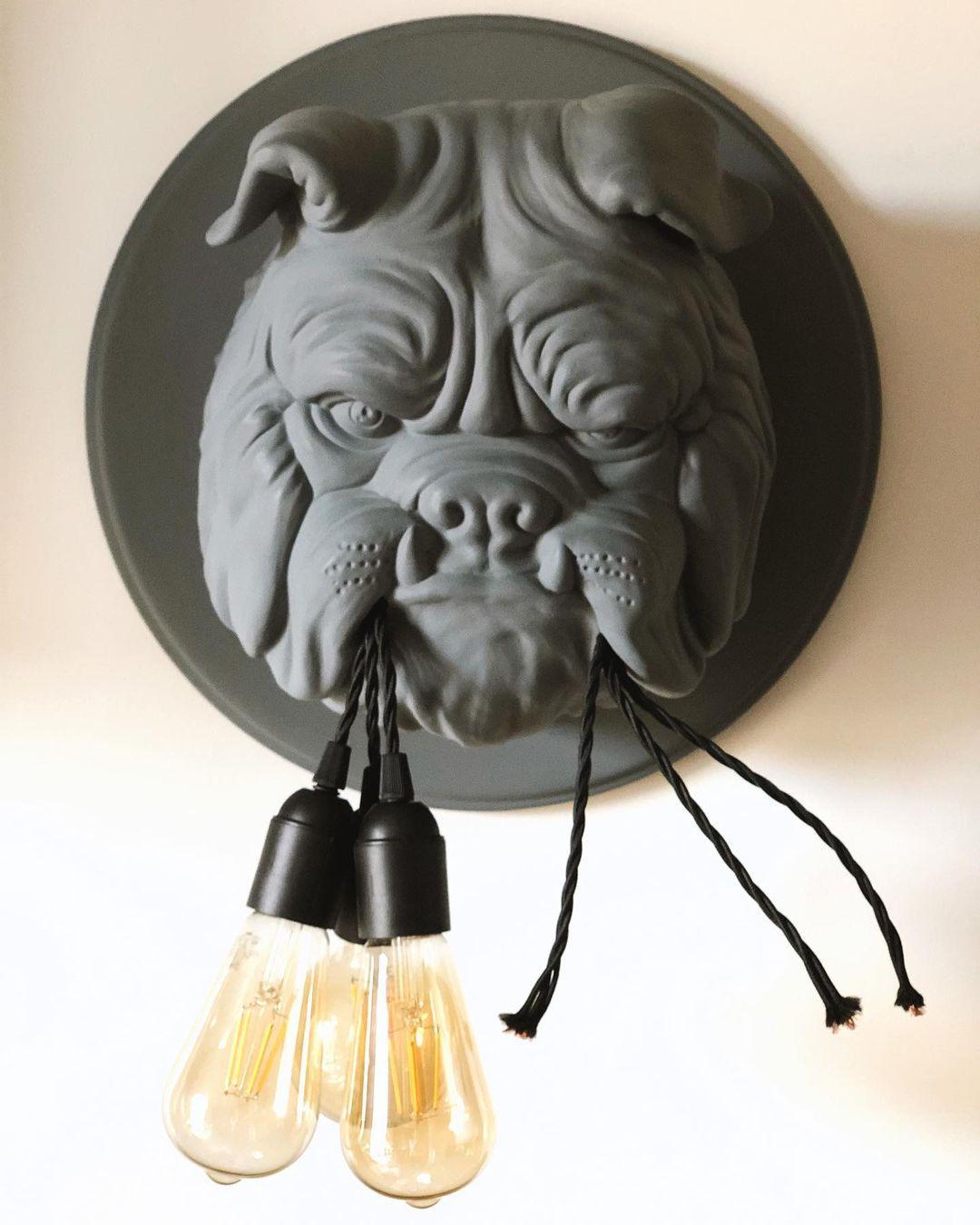 Umeri aplique de pared bulldog escultura caprichoso