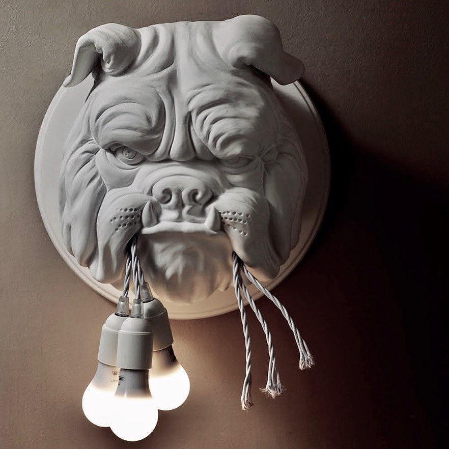 Umeri aplique de pared bulldog escultura caprichoso