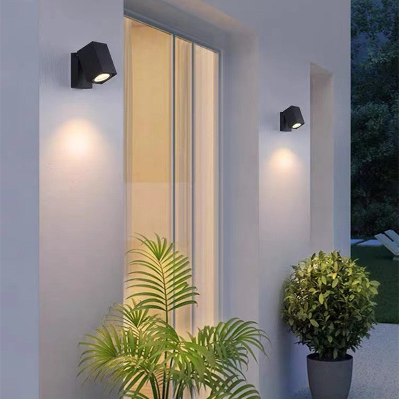 Ray Minimalista Foco Rectangular Metal  Aplique de Pared Exterior Negro