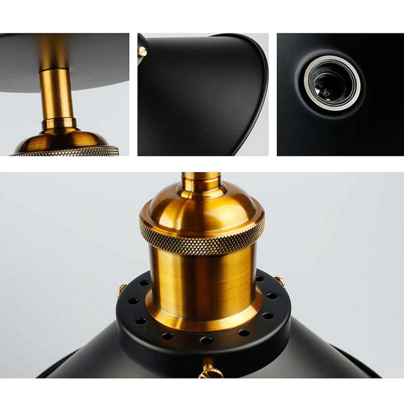 Silva Vintage Cúpula Metal LED Lámpara de Techo Negra