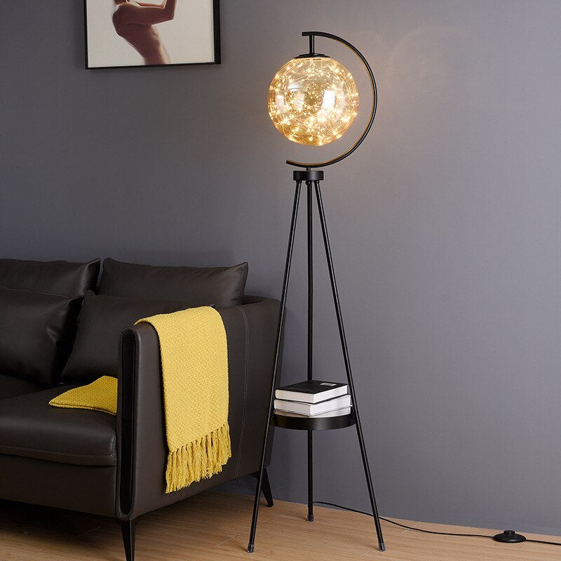 Mira Moderna Redonda Metal/Vidrio LED Lámpara de Pie Dorada/Negra