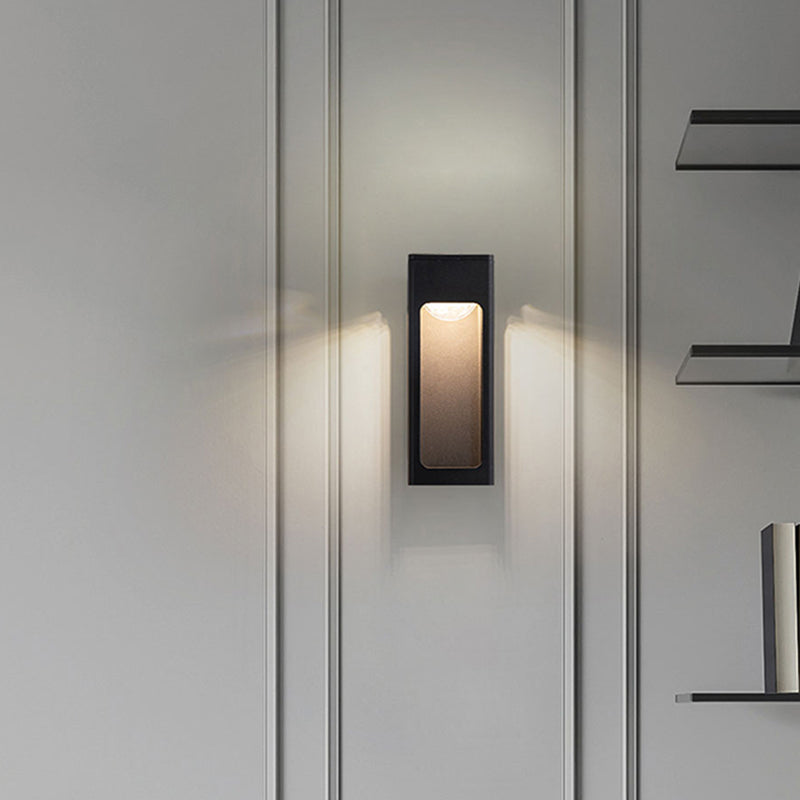Ray Moderno Rectangular Aplique de Pared Exterior Negro