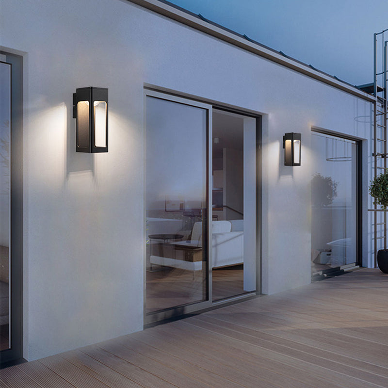 Ray Moderno Rectangular Aplique de Pared Exterior Negro