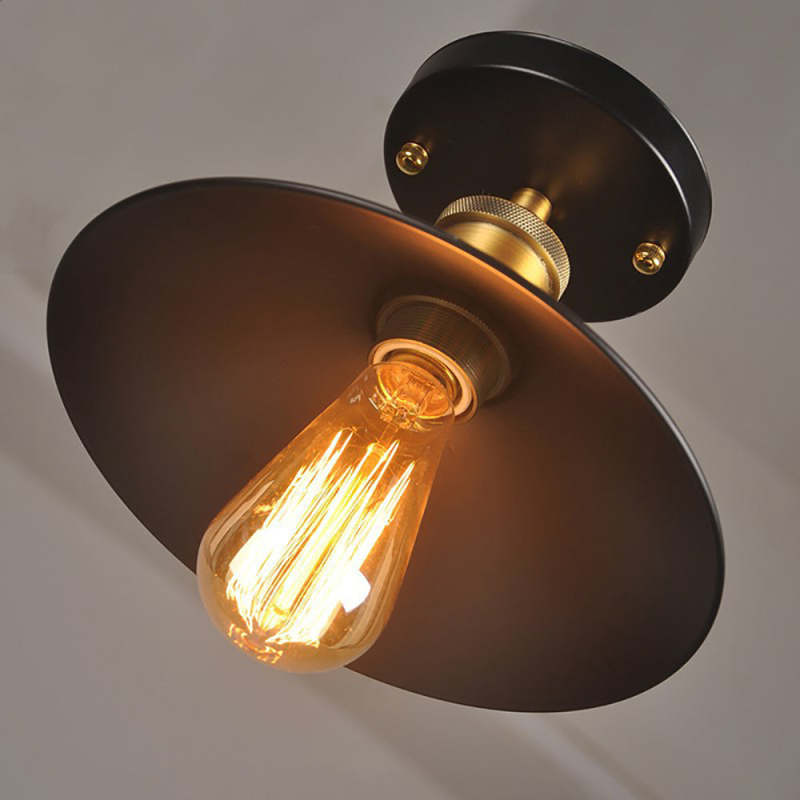 Silva Vintage Cúpula Metal LED Lámpara de Techo Negra