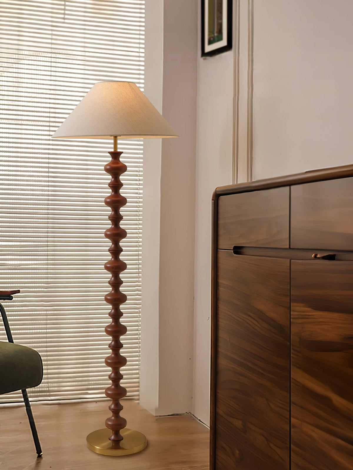 Sylirora lámpara de pie de madera y tejido