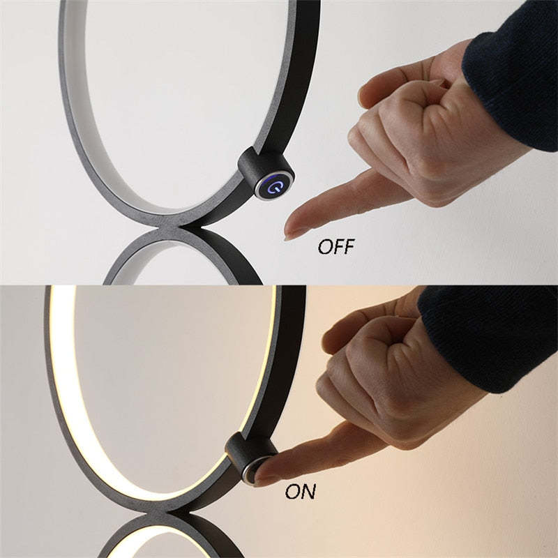 Mira Moderna Geométrico Metal/Silicio LED Lámpara de Pie Negra/Blanca