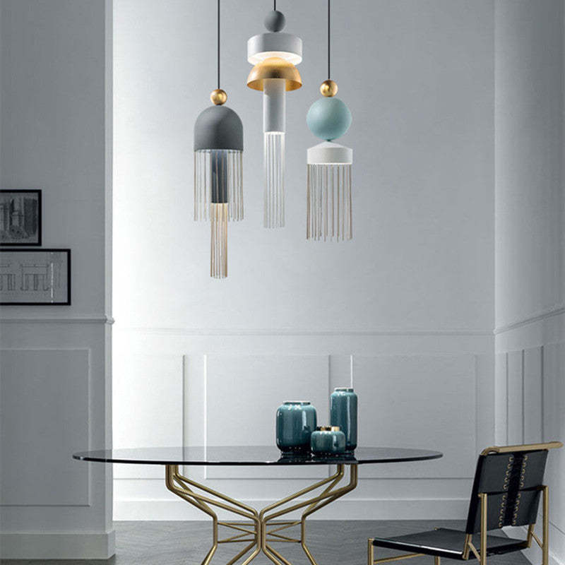 Valentina Moderna Geométrica Metal Lámpara Colgante Azul/Gris