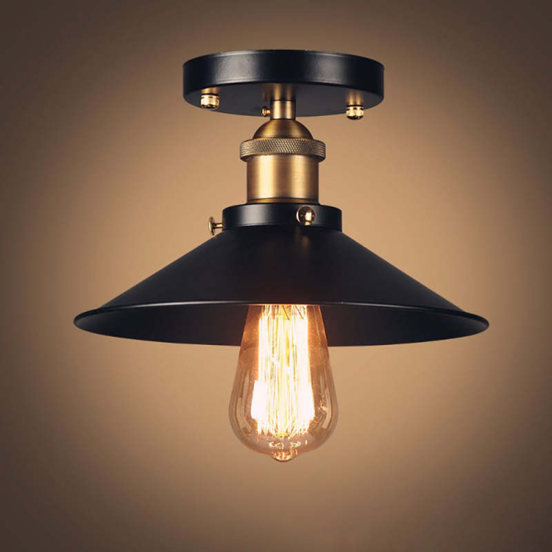 Silva Vintage Cúpula Metal LED Lámpara de Techo Negra