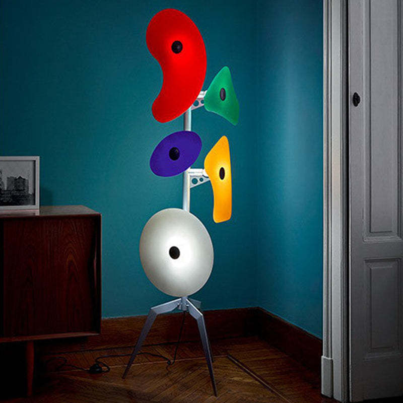 Mira Modern Geométrico Metal LED Lámpara de Pie Blanca