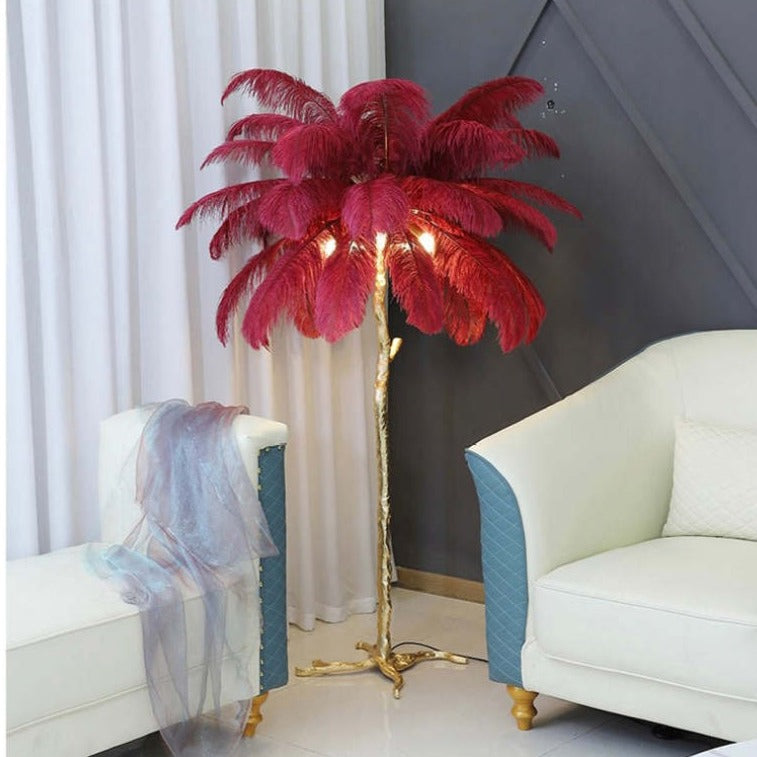 O'Moore Luxury Árbol Pluma/Resina Lámpara de Pie/Mesa