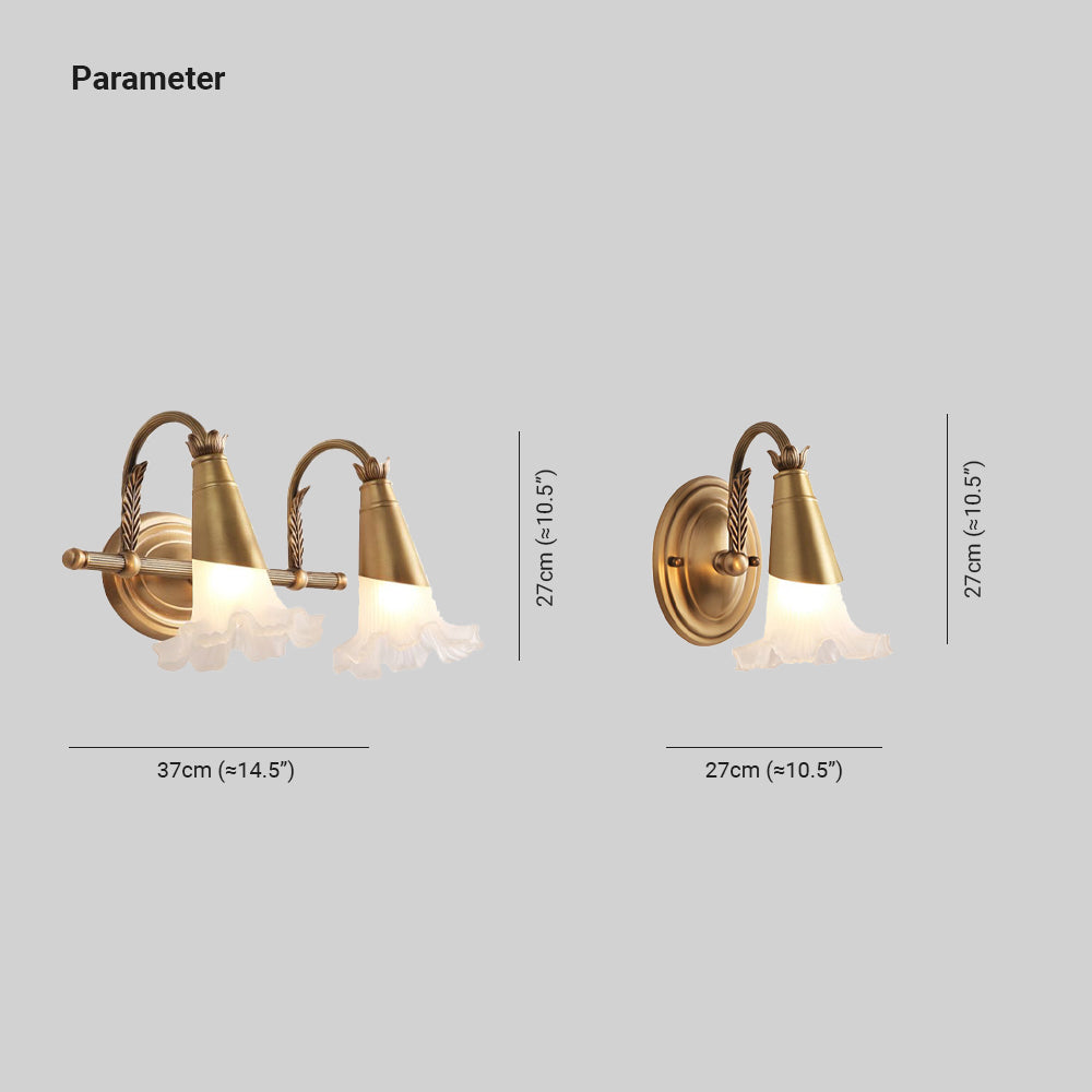 Ray Vintage Lily Flor Metal LED Aplique de Pared Dorado