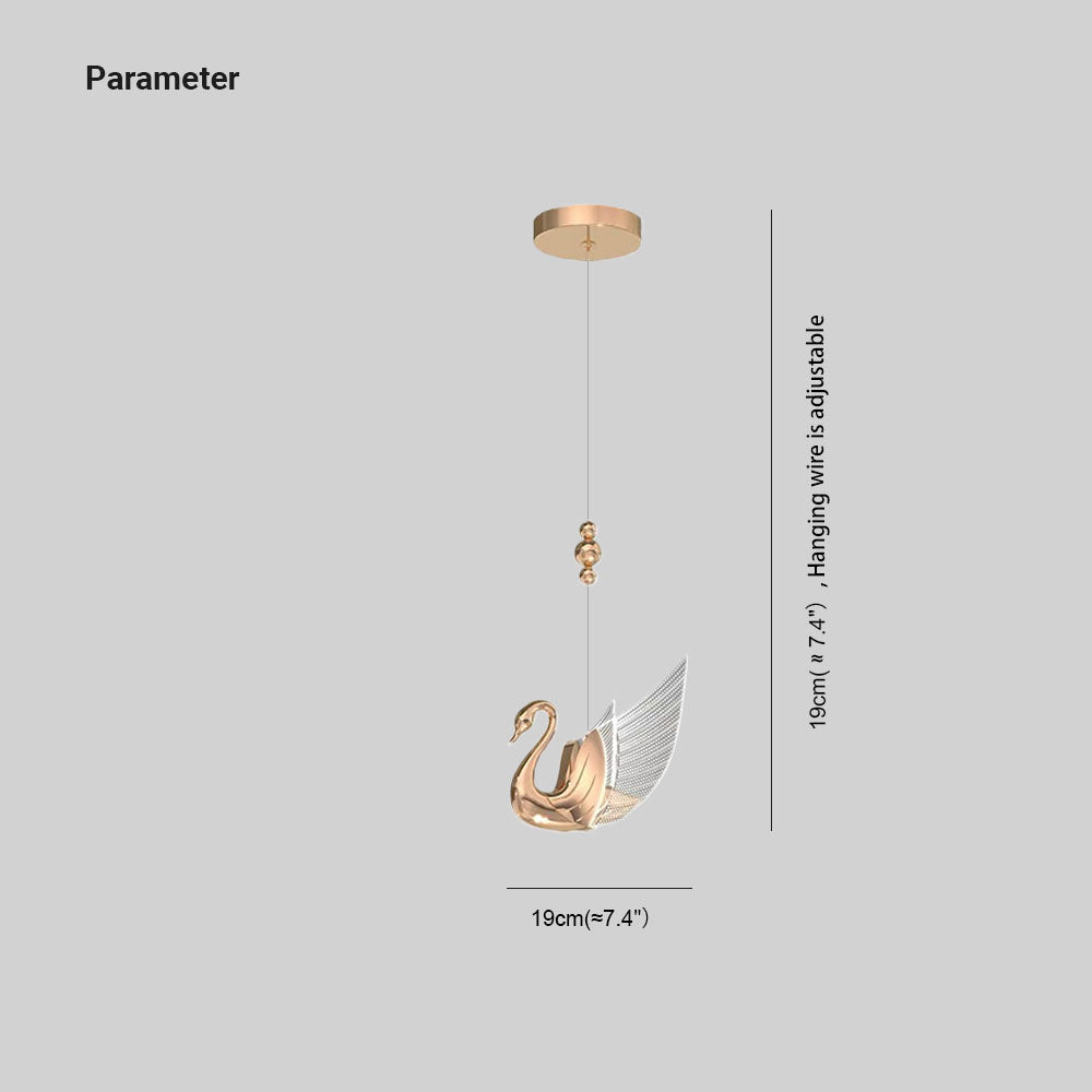 Arisha Moderna Diseño Metal Cisne Lámpara Colgante Dorada/Dorada Rosa