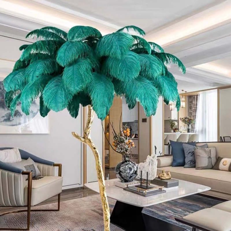 O'Moore Luxury Árbol Pluma/Resina Lámpara de Pie/Mesa