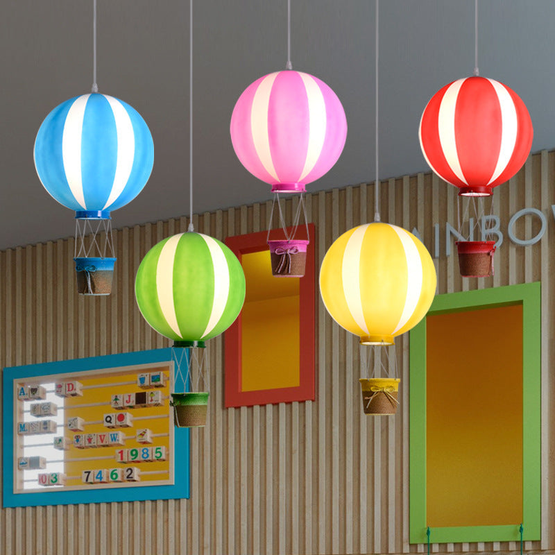 Nordic Moderna Infantil Globo Aerostático Acrílico Lámpara Colgante Azul/Rosa/Verde