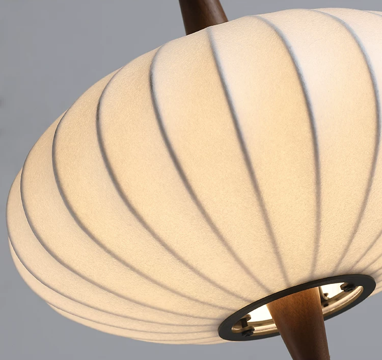 Mira Moderna Diseño Madera/Tela Lámpara de Pie Nogal/Madera