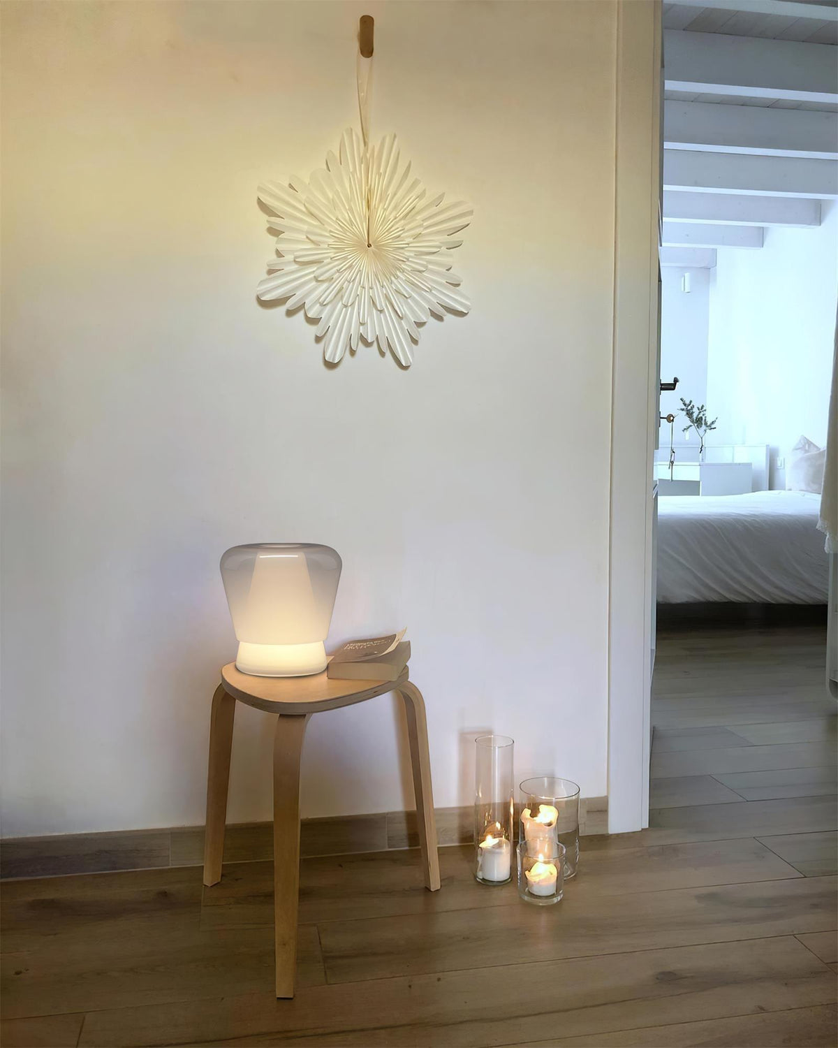 Aurnoril lámpara de mesa de vidrio ahumado