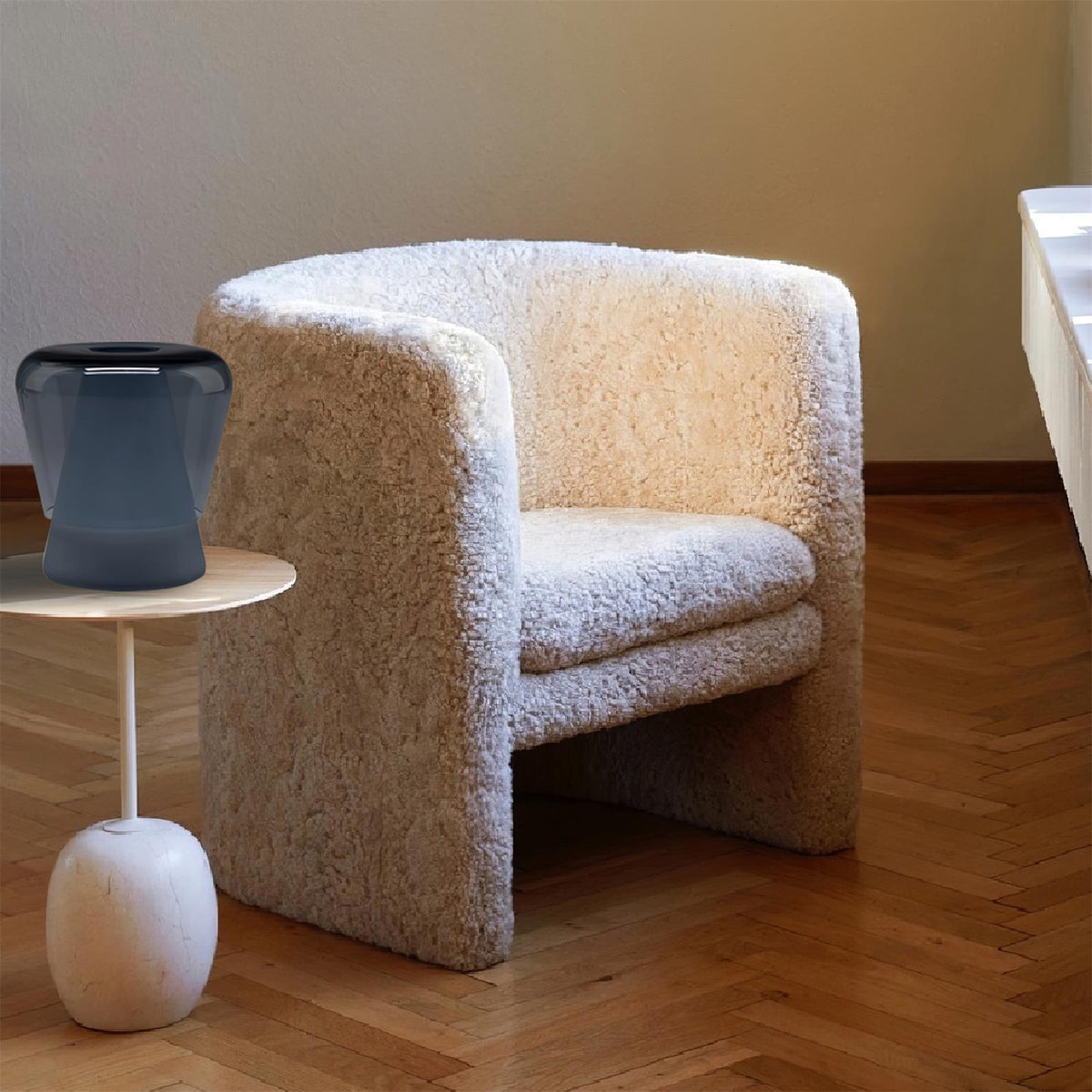 Aurnoril lámpara de mesa de vidrio ahumado