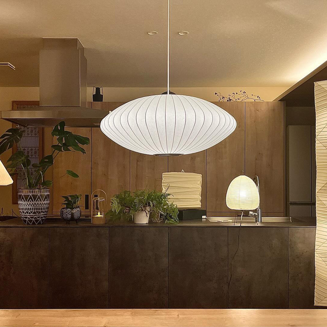 Bis lámpara colgante de seda y acero