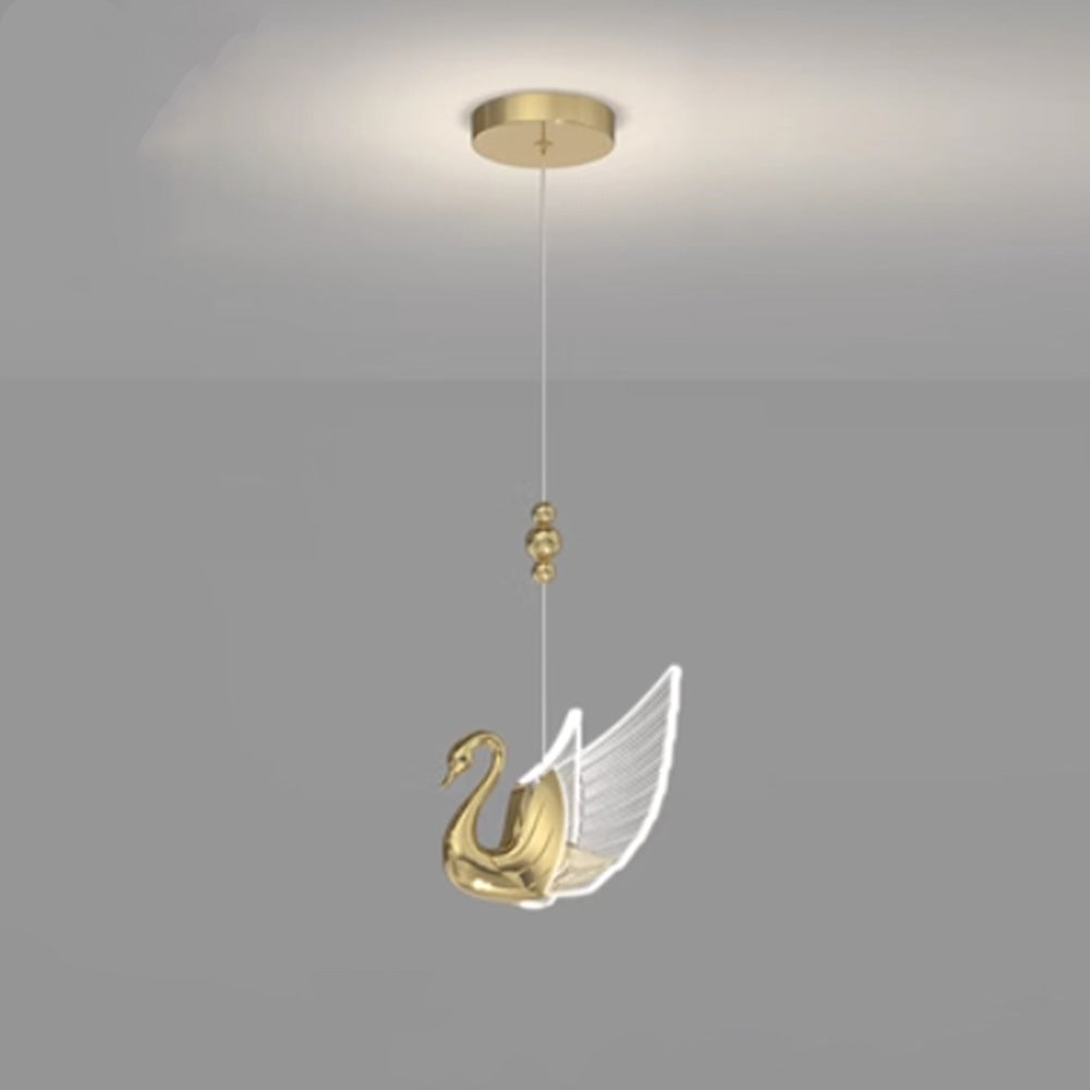 Arisha Moderna Diseño Metal Cisne Lámpara Colgante Dorada/Dorada Rosa