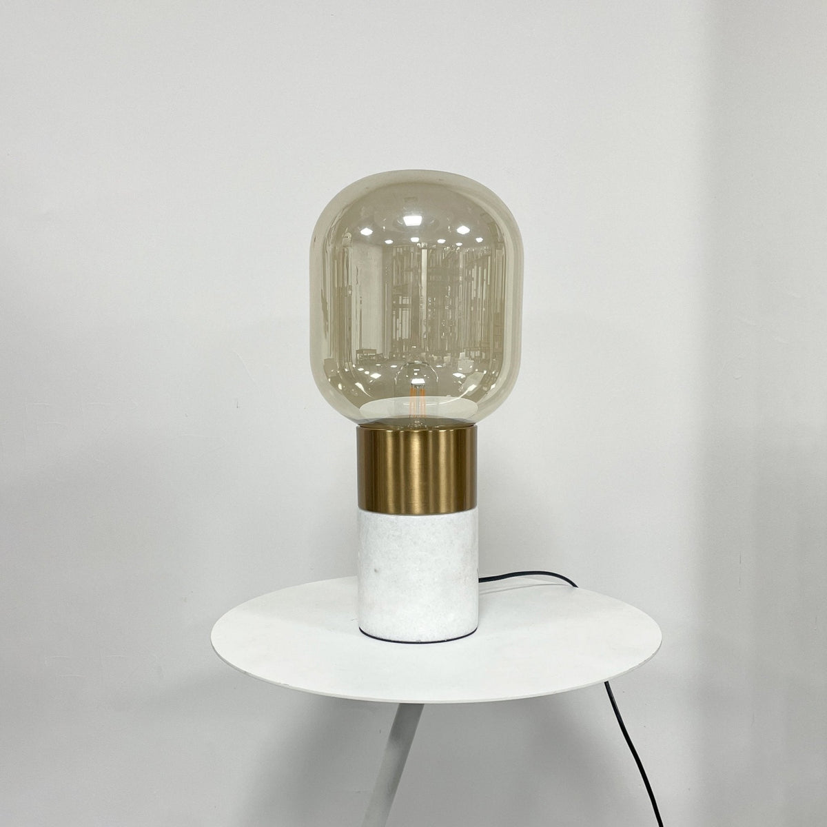Aurdoren lámpara de mesa minimalista de mármol y vidrio ámbar para escritorio
